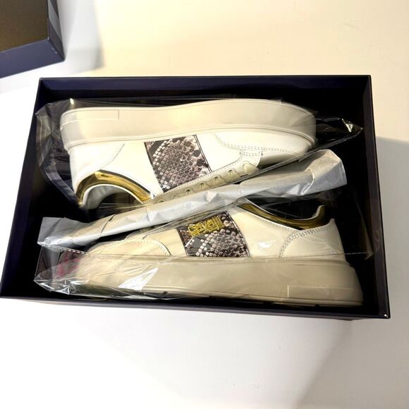 NWT Roberto Cavalli “Cavalli Class” logo hardware white low top sneaker Size 39 - Picture 15 of 16
